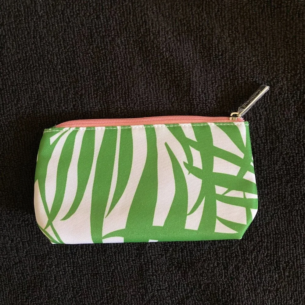Kate Spade White Sherpa Cosmetic Bag and Clinique Green/White Bag